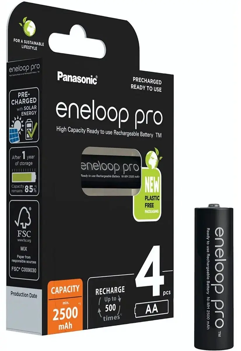 Sanyo eneloop Pro AA Oplaadbare Batterijen 2500mAh - 4 Stuks