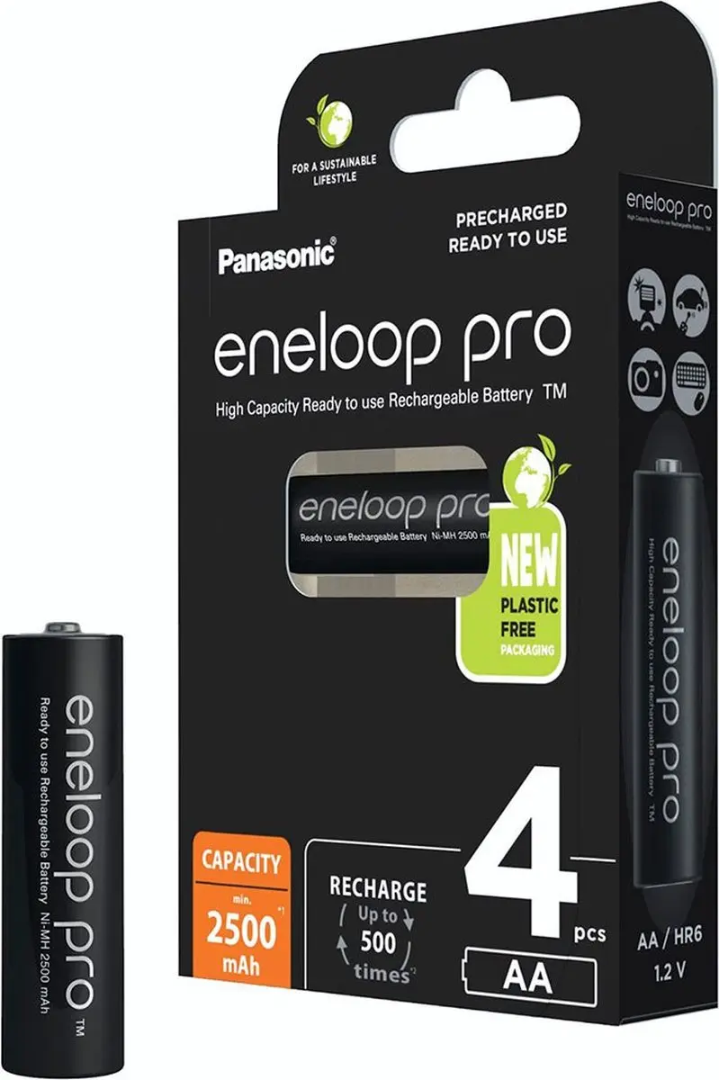 Sanyo eneloop Pro AA Oplaadbare Batterijen 2500mAh - 4 Stuks