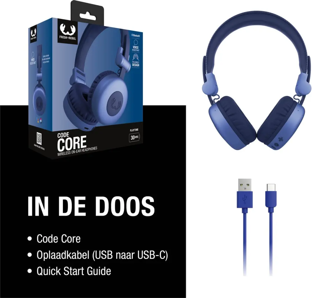 Fresh 'n Rebel Code Core Draadloze On-Ear Koptelefoon - True Blue - afbeelding 6 van 6