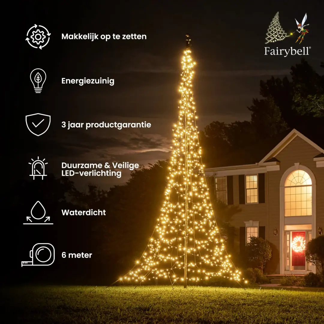 Fairybell LED Kerstboomverlichting 900LEDs - 6m - Warm wit