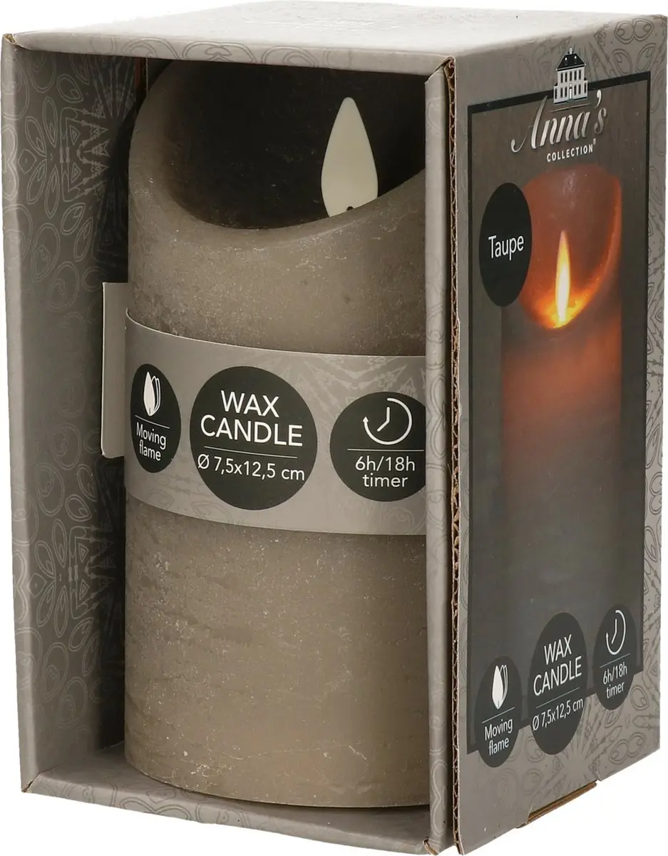 Anna's Collection Led Kaars Taupe H12,5xD7,5cm - MPN 8713619367236