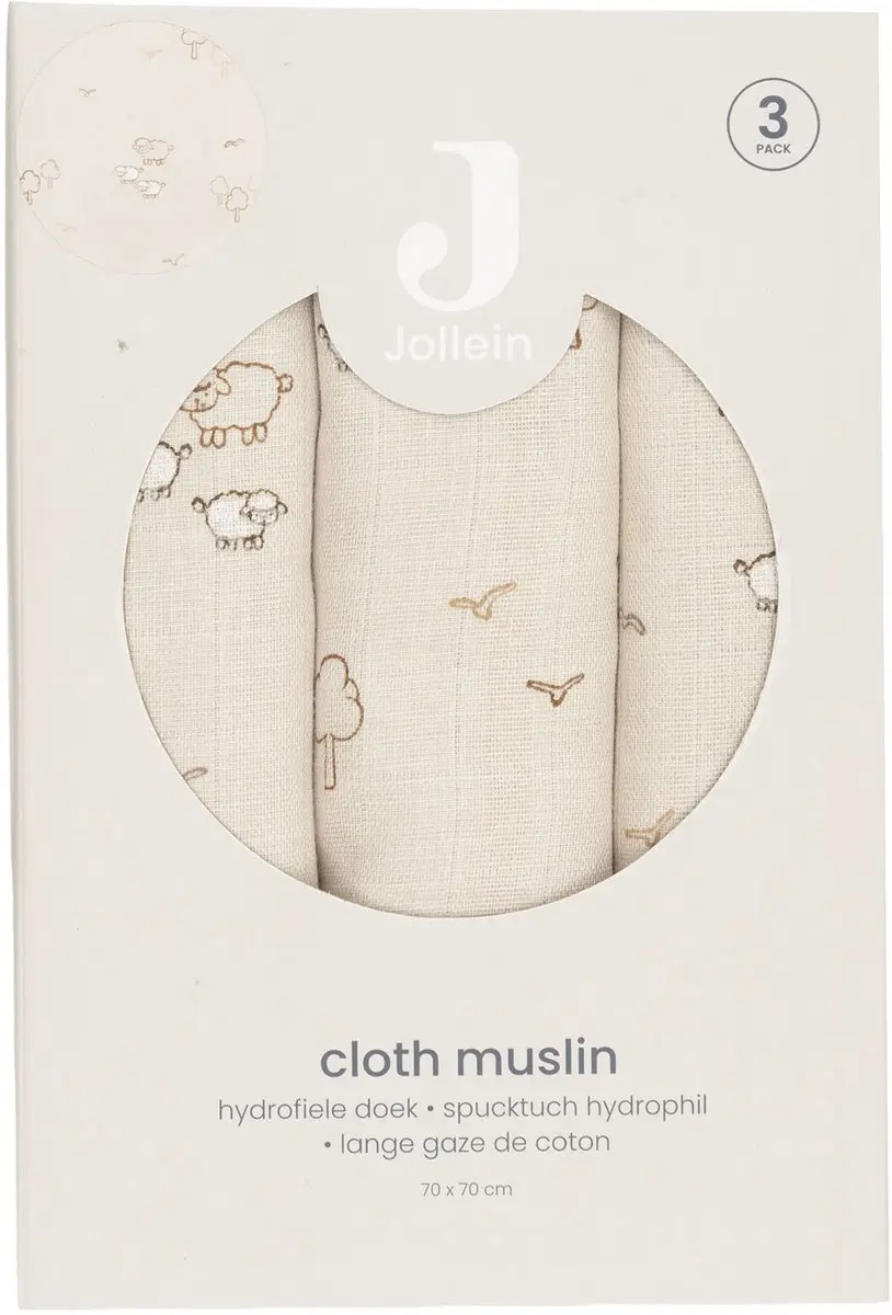 Jollein Hydrofiele Doek Small 70x70cm Woolly - 3 Stuks