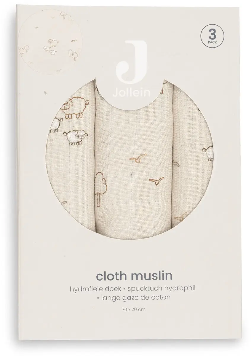 Jollein Hydrofiele Doek Small 70x70cm Woolly - 3 Stuks - afbeelding 6 van 6