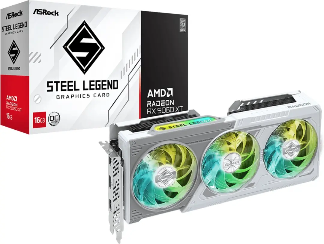 ASRock Radeon RX 9060 XT Steel Legend OC Videokaart 16GB GDDR6