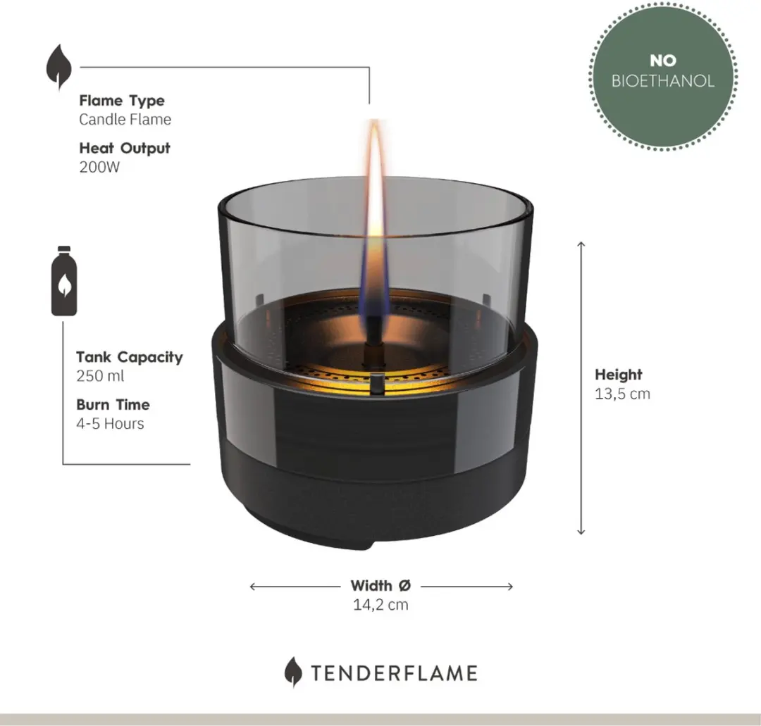 Rosie 14 Black Smoke Keramische Tafelhaard 200W - afbeelding 4 van 4