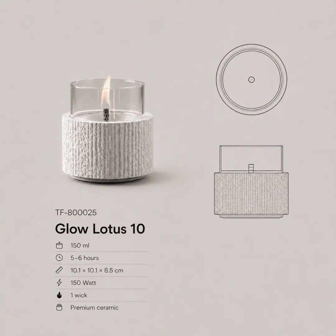 Tenderflame Glow Lotus 10 VTWonen Tafelhaard - 150W - Wit
