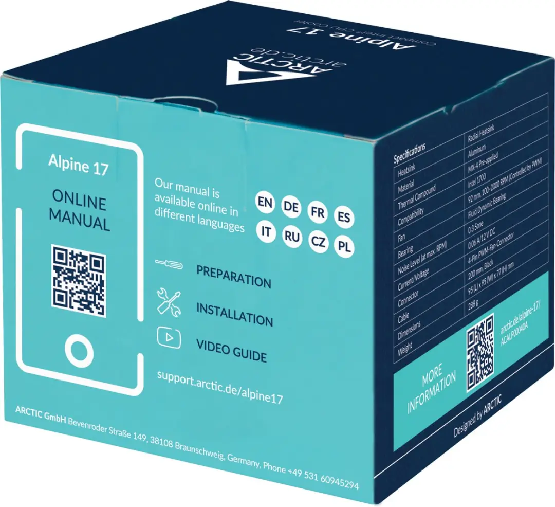 Arctic Alpine 17 ACALP00040A CPU-koeler - 9.2cm - LGA 1700