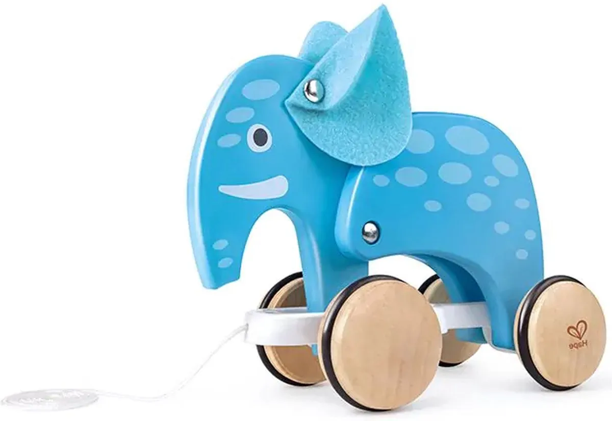 Hape Houten Trekdier Olifant - Blauw