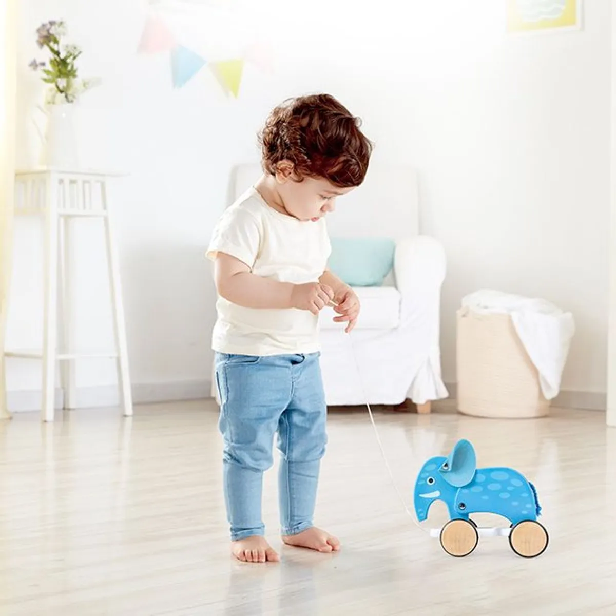 Hape Houten Trekdier Olifant - Blauw