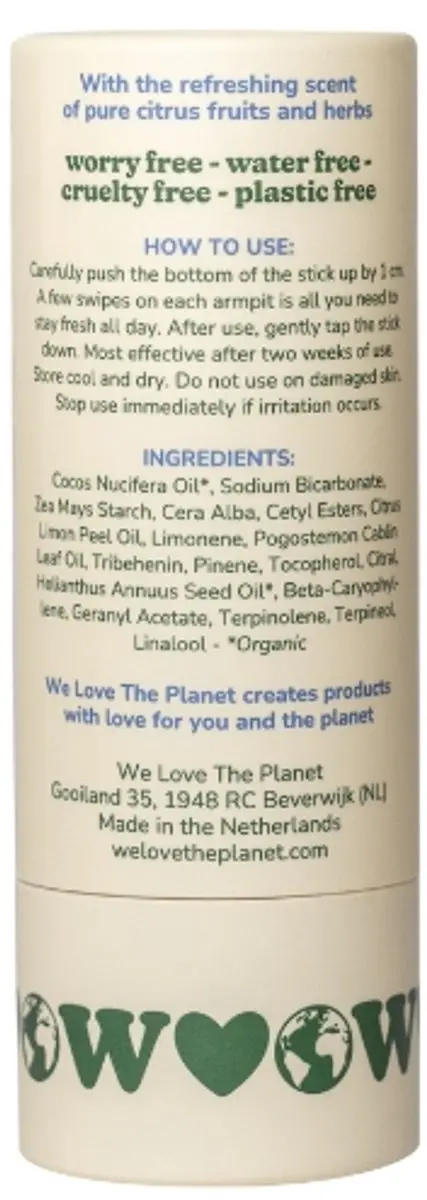 We Love The Planet Fresh Citrus Deo Stick 40g