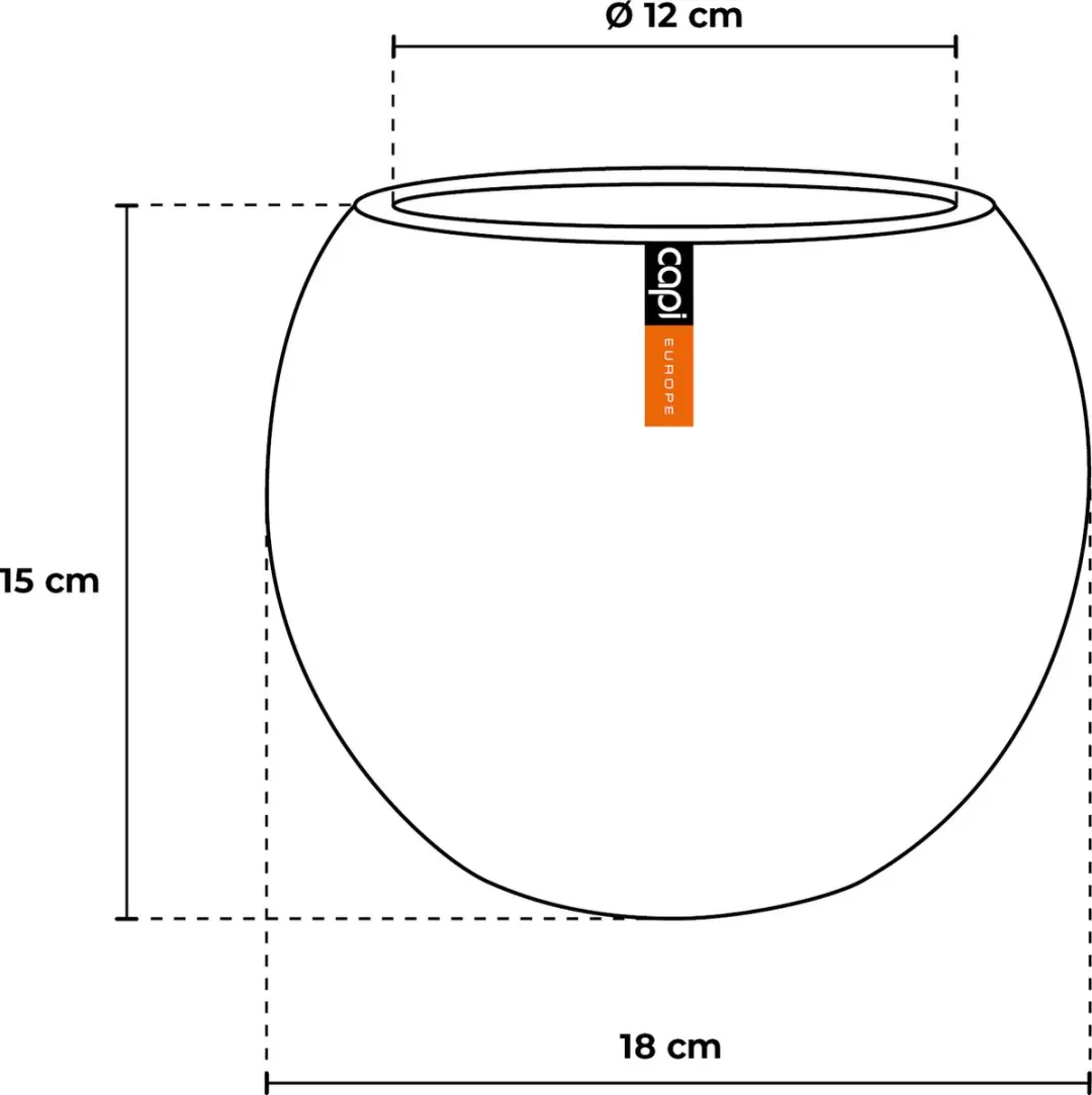 Capi Europe Vaas Bol Groove BGVBL102 - 2.4L - Ø18cm - Zwart