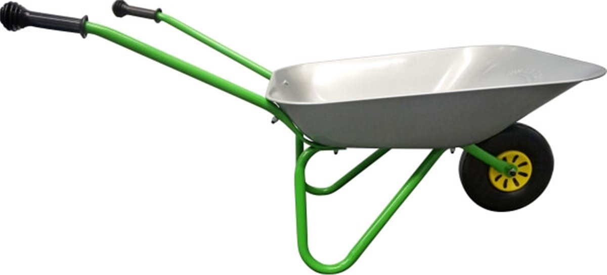 Metalen kruiwagen zilver/groen