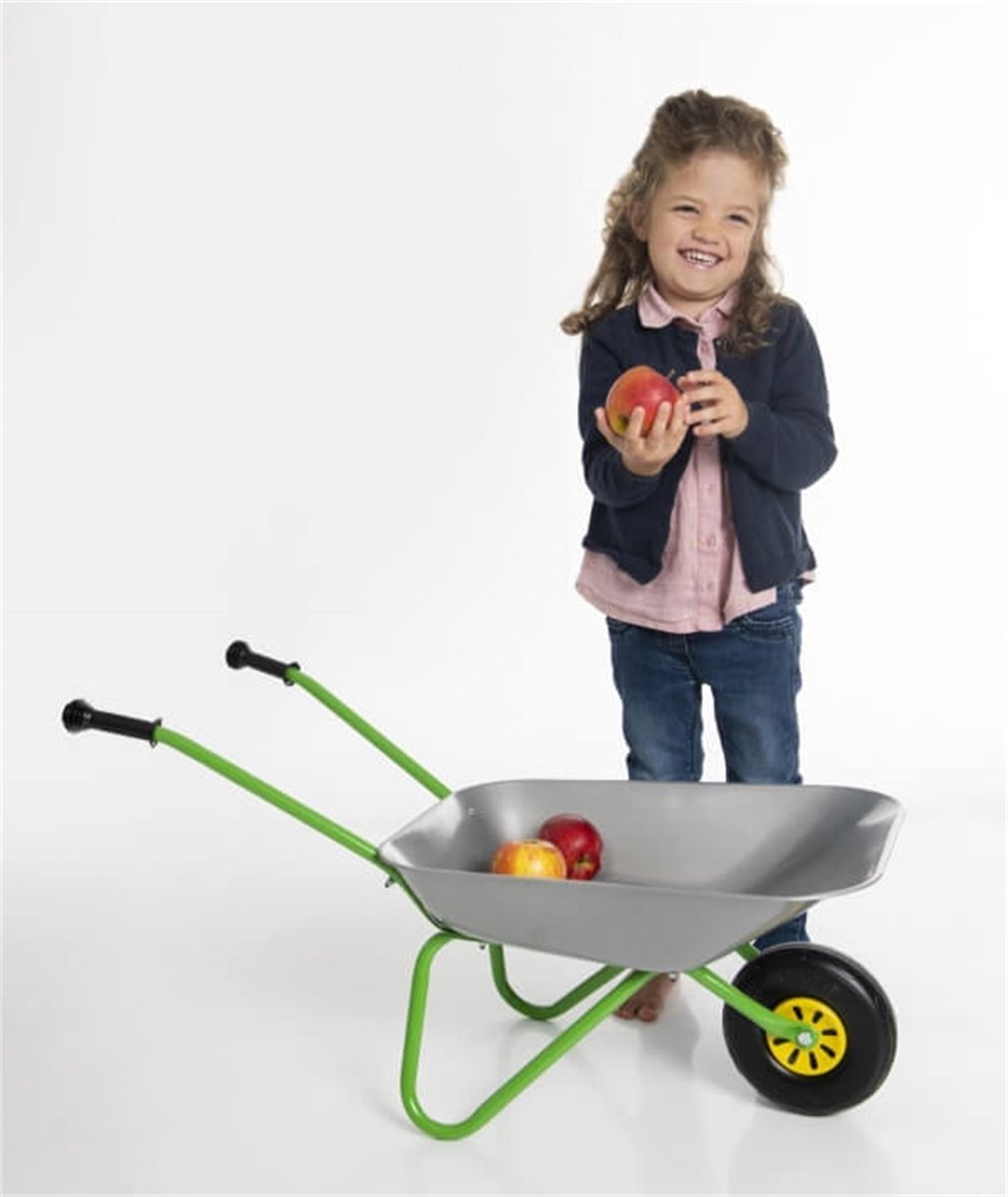 Metalen kruiwagen zilver/groen