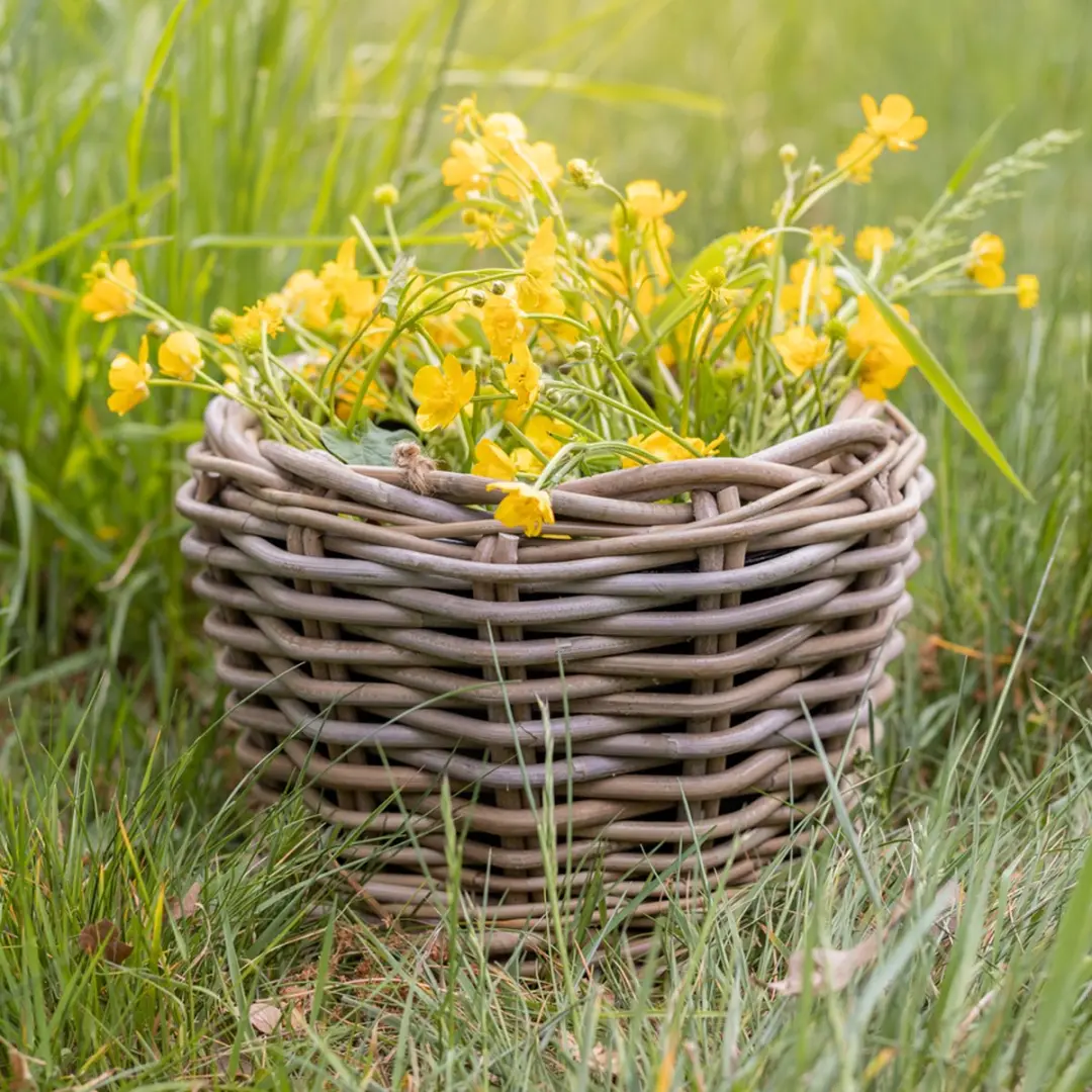 Van der Leeden Plantenmand Rotan D27xH20cm - 11L Lichtbruin