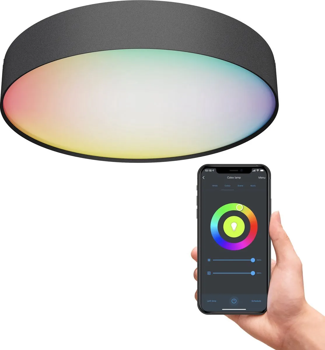 Calex Slimme Plafondlamp 30cm RGBW - Zwart