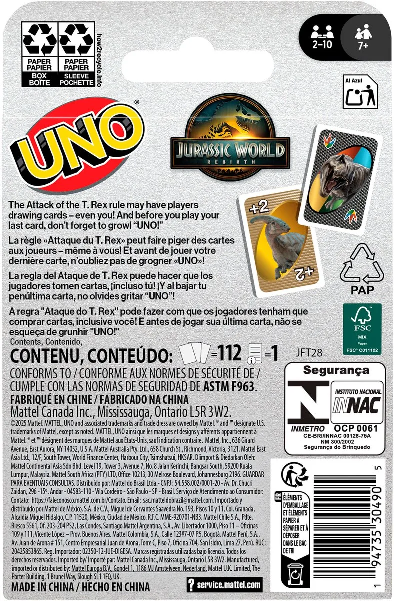 Mattel Games UNO Jurassic World Rebirth Kaartspel - MATTJFT28
