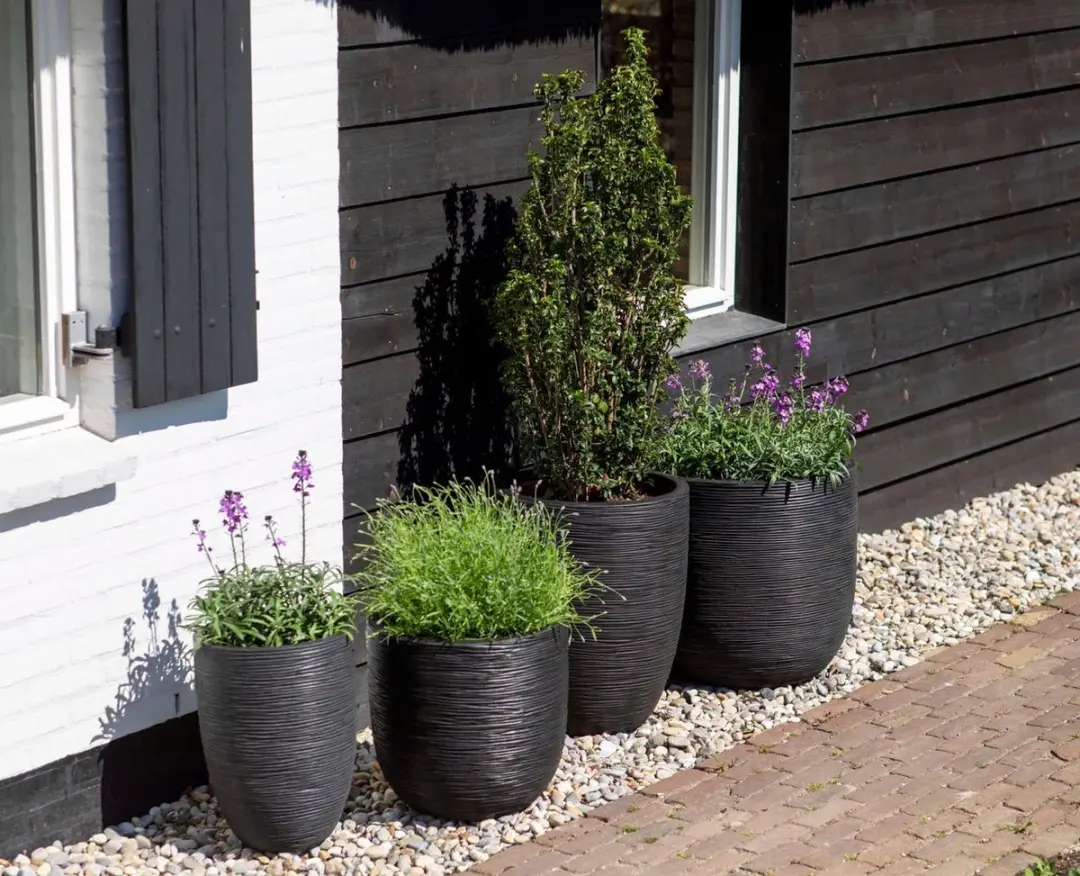 Capi Europe Bloempot Bol Rib NL KBLR935 - 95L - Zwart
