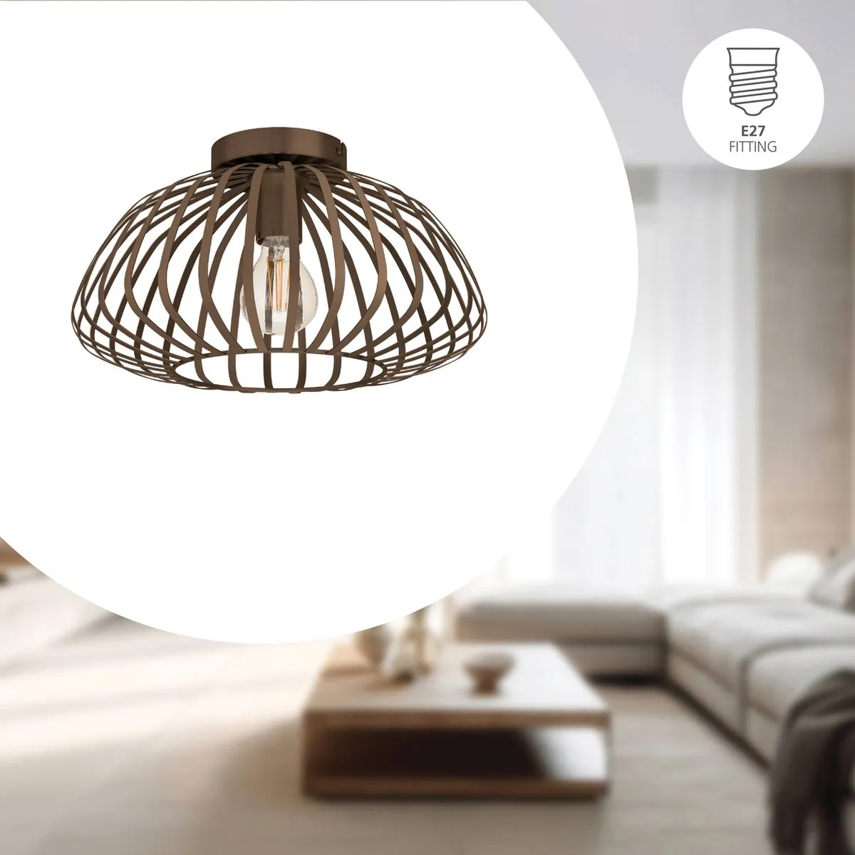 Eglo Espinal Plafondlamp E27 - Ø38,5cm Brons