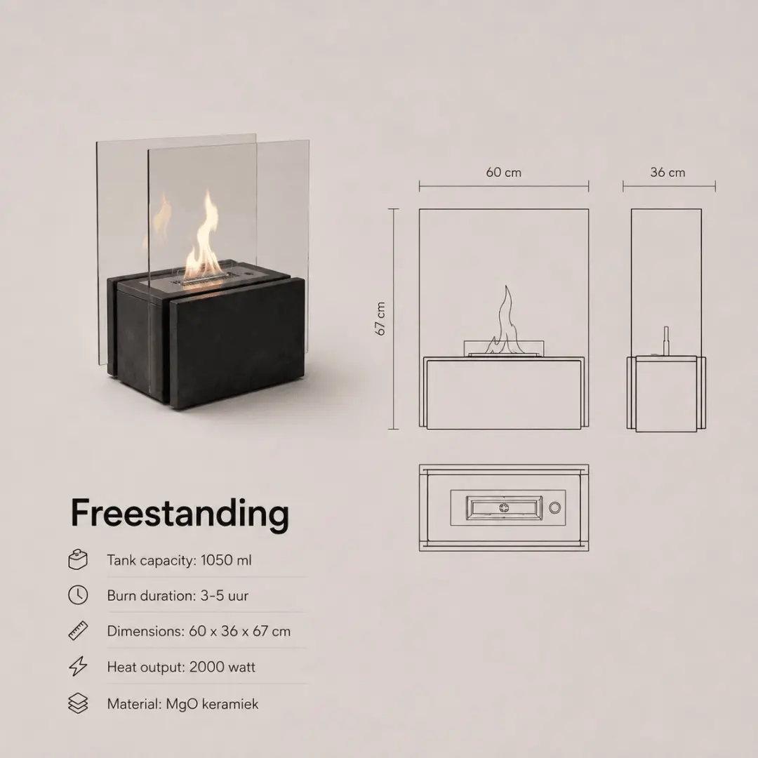 Tenderflame Freestanding Black - 2000 W - afbeelding 2 van 6