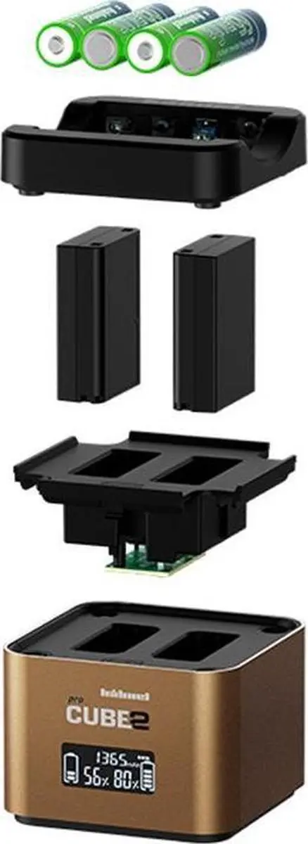 Hähnel ProCube2 Dubbellader Olympus - Bruin - afbeelding 6 van 6