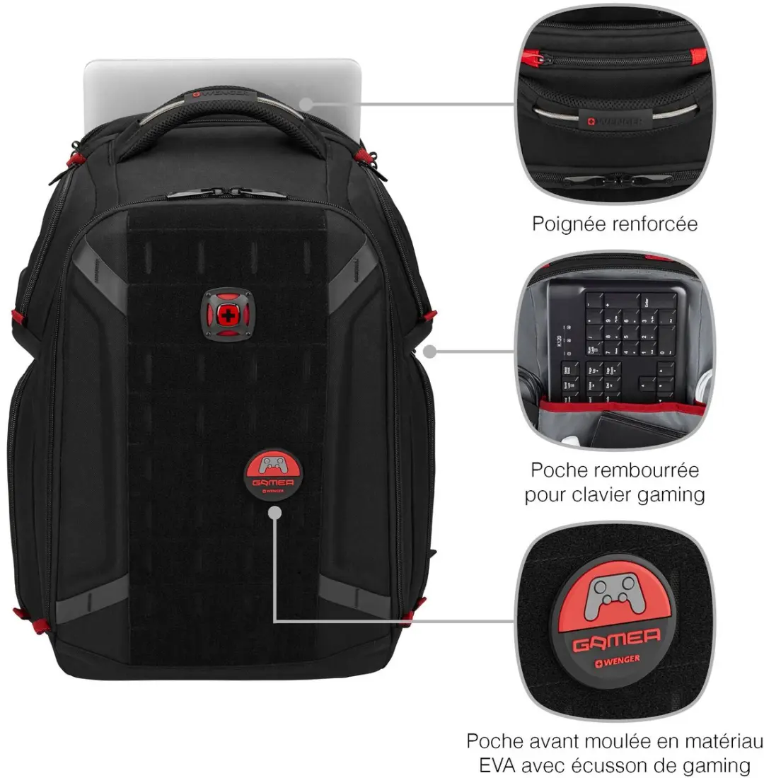 Wenger PlayerOne 17.3" Rugzak 29L - 14" Laptopvak - 10 Vakken - Zwart - afbeelding 6 van 6