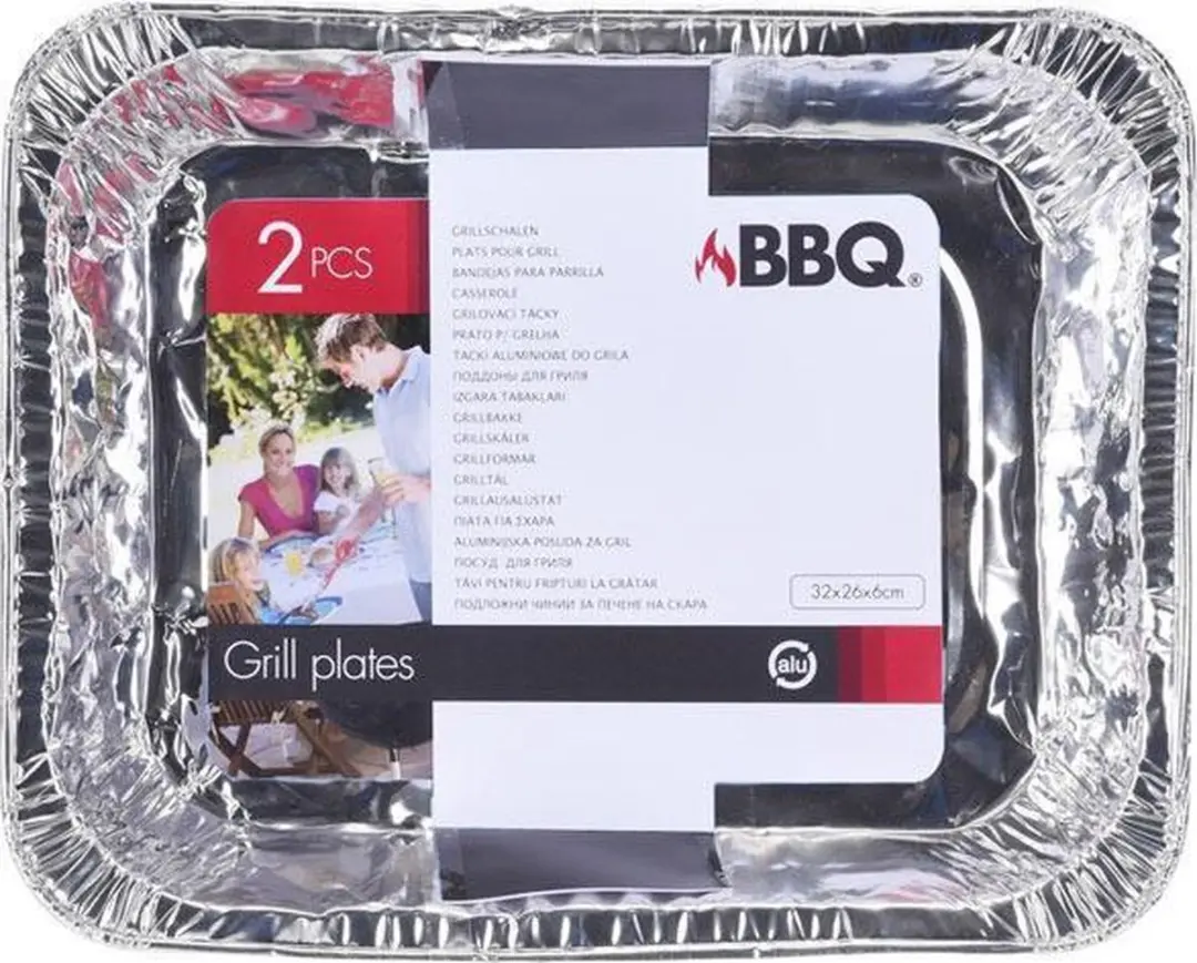 BBQ Bereidingsbakken 32x26x6cm - 2 Stuks - Zilver
