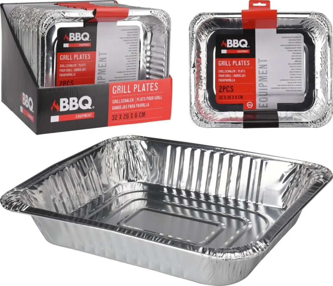 BBQ Bereidingsbakken 32x26x6cm - 2 Stuks - Zilver