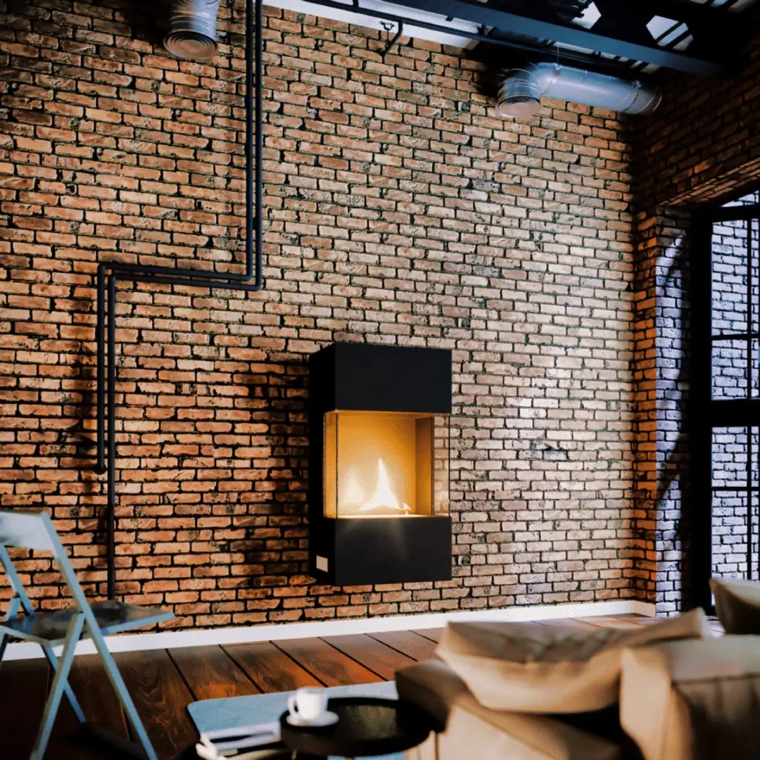 Indie Wall Zwart Bio-Ethanol Sfeerhaard 2000W - afbeelding 3 van 6