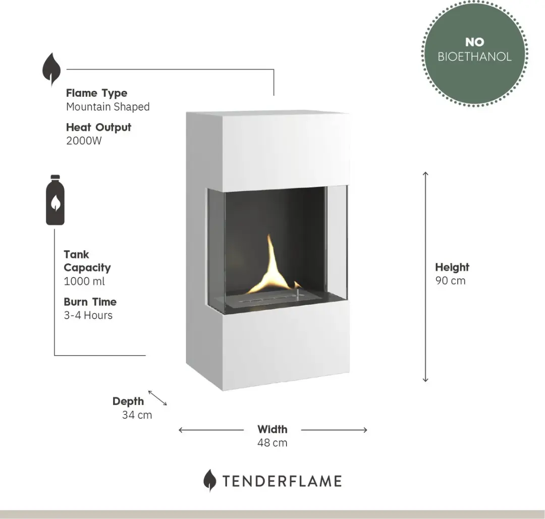 Indie Wall Zwart Bio-Ethanol Sfeerhaard 2000W - afbeelding 5 van 6