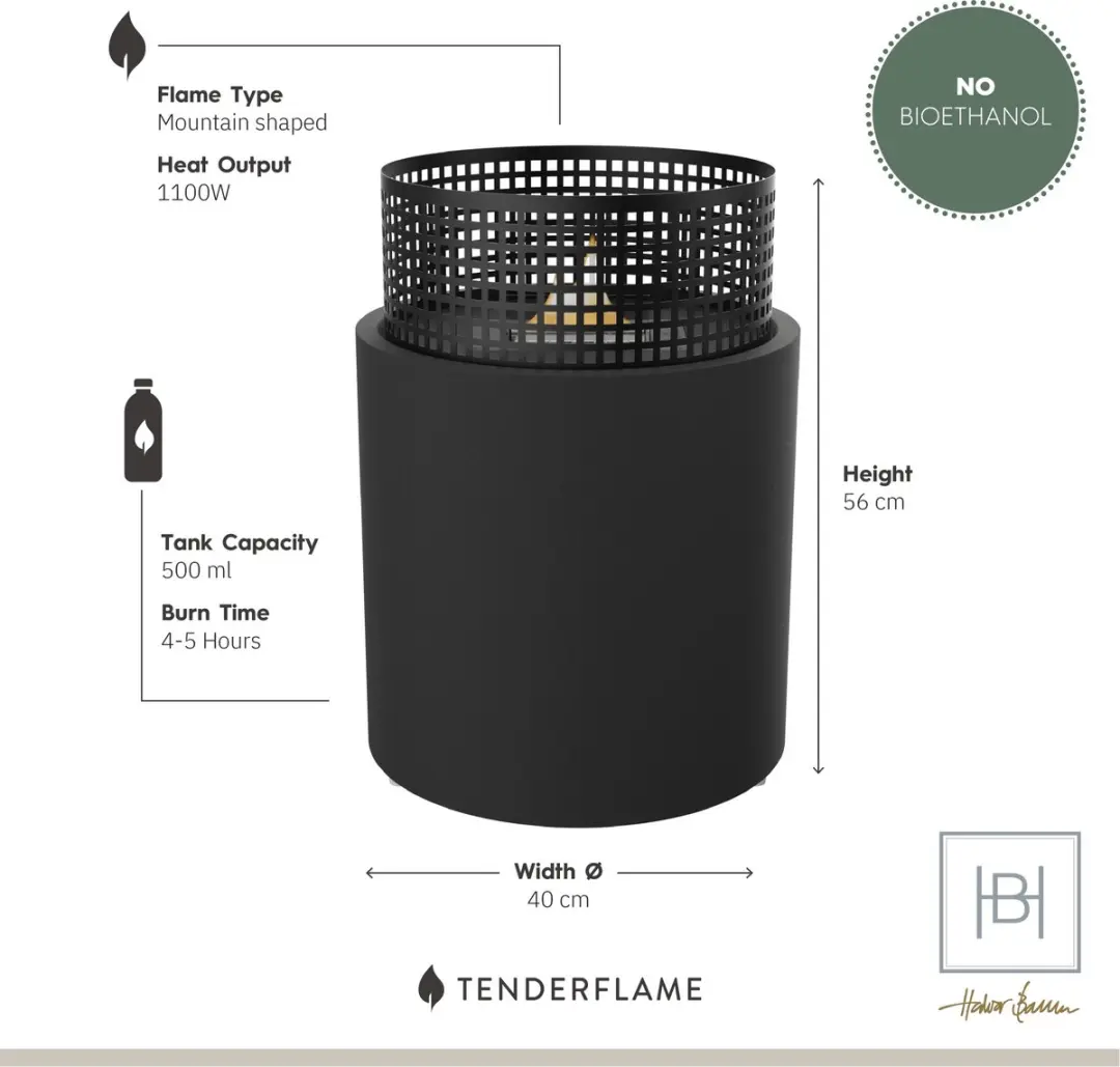 Mossel Bay Design Haard Tenderflame 1100W - Schwarz