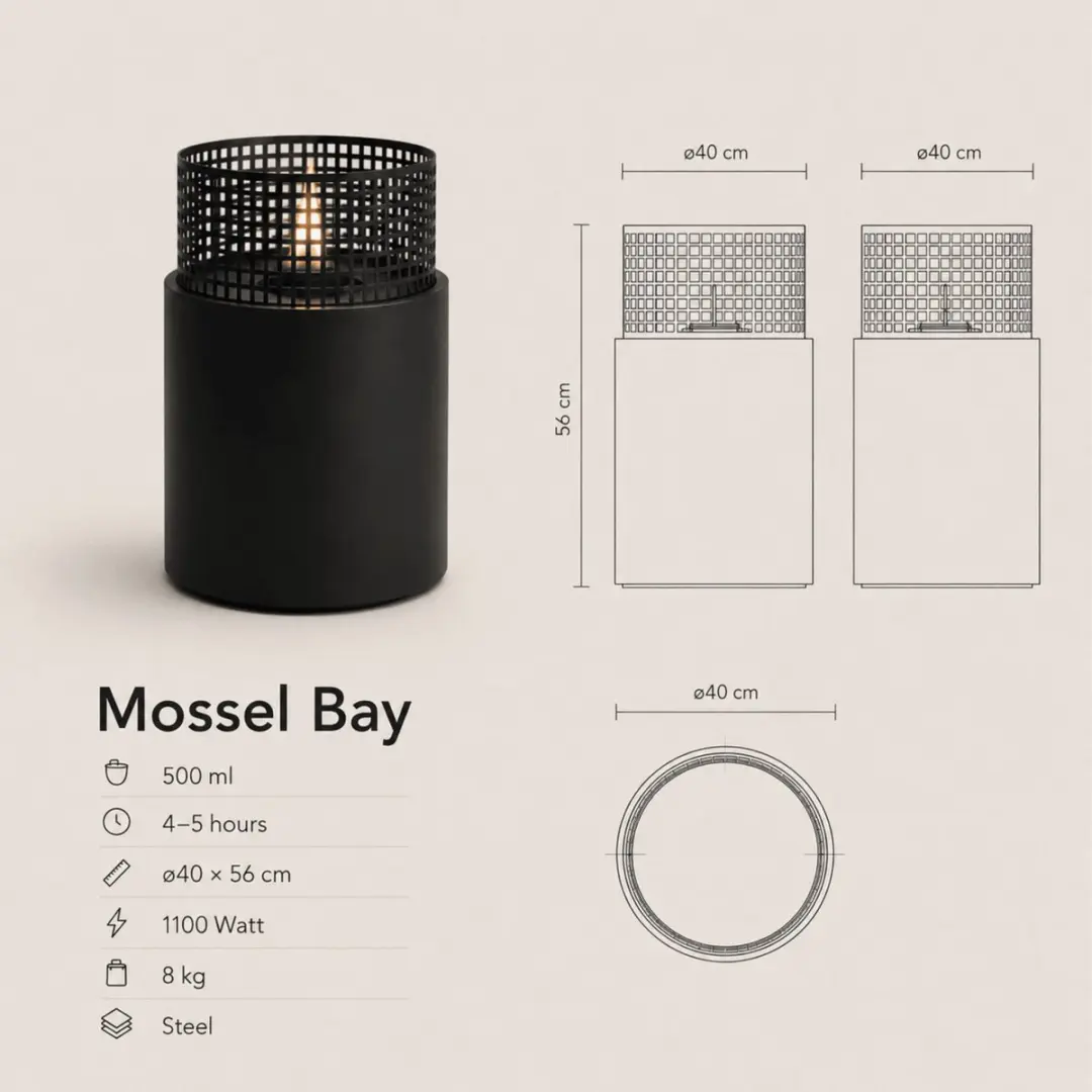 Mossel Bay Design Haard Tenderflame 1100W - Schwarz