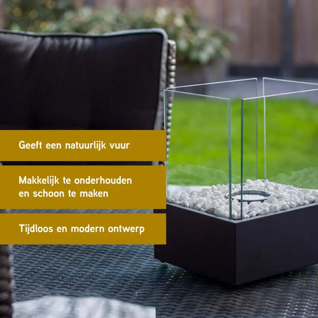 Esschert Design Bio-ethanol Tuinhaard Vierkant 20cm - Zwart - afbeelding 2 van 6