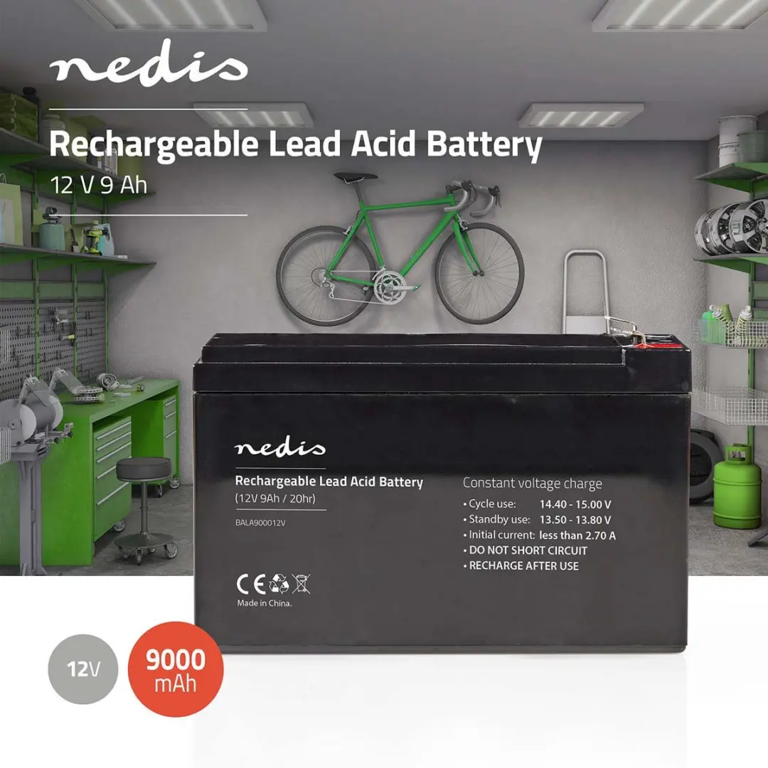 Nedis Oplaadbare Loodaccu BALA900012V 12V - 9000mAh