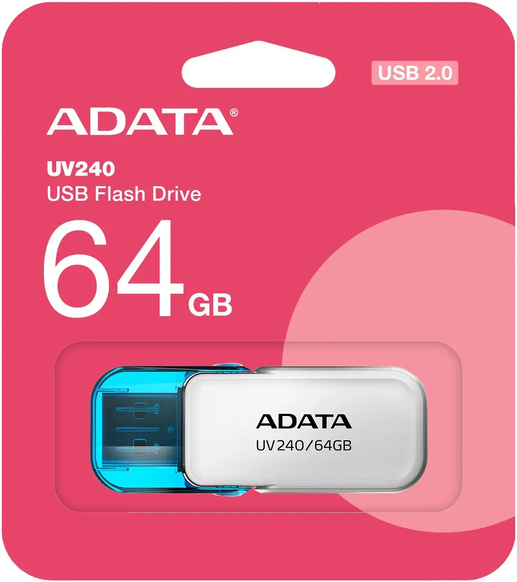 ADATA UV240 USB-stick 64GB - Type-A 2.0 - Blauw/Wit