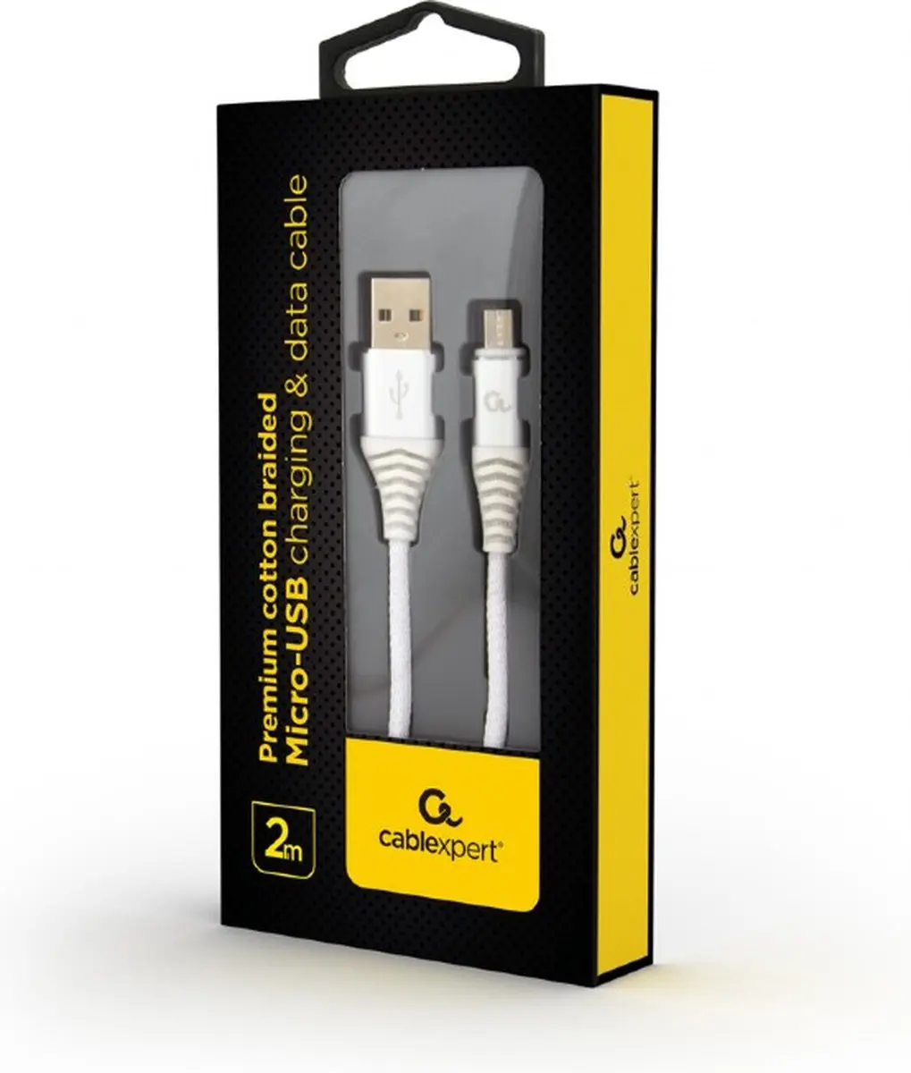 Cablexpert Premium Micro-USB Kabel 2m - Zilver/Wit