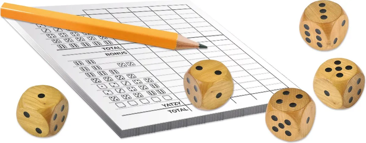 Tactic Yatzy Deluxe 58458 Dobbelspel - Houten - 2-10 Spelers