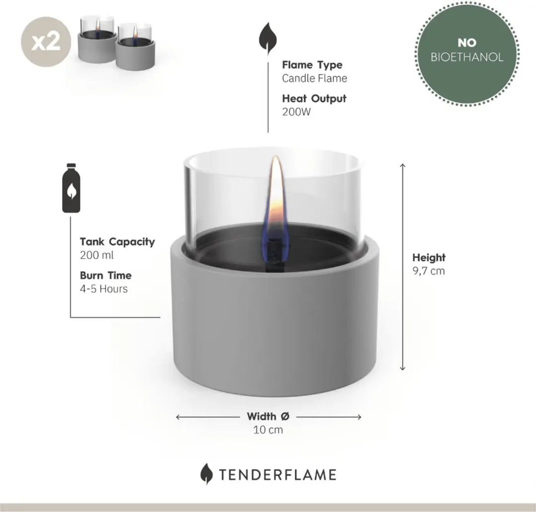 Tenderflame Breeze 10 2-Pack Tafelhaard - 200W - Grijs - afbeelding 3 van 4