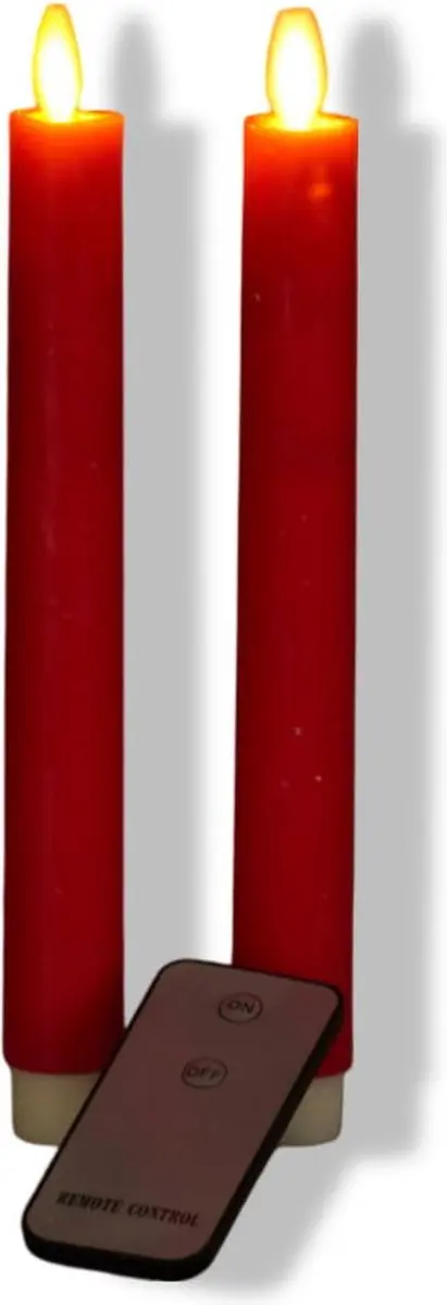 Anna's Collection LED Dinerkaarsen 2 Stuks - Rood - 24cm