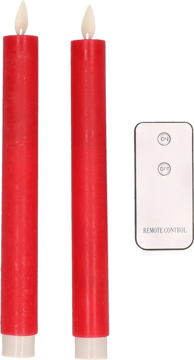 Anna's Collection LED Dinerkaarsen 2 Stuks - Rood - 24cm