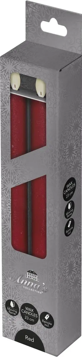 Anna's Collection LED Dinerkaarsen 2 Stuks - Rood - 24cm