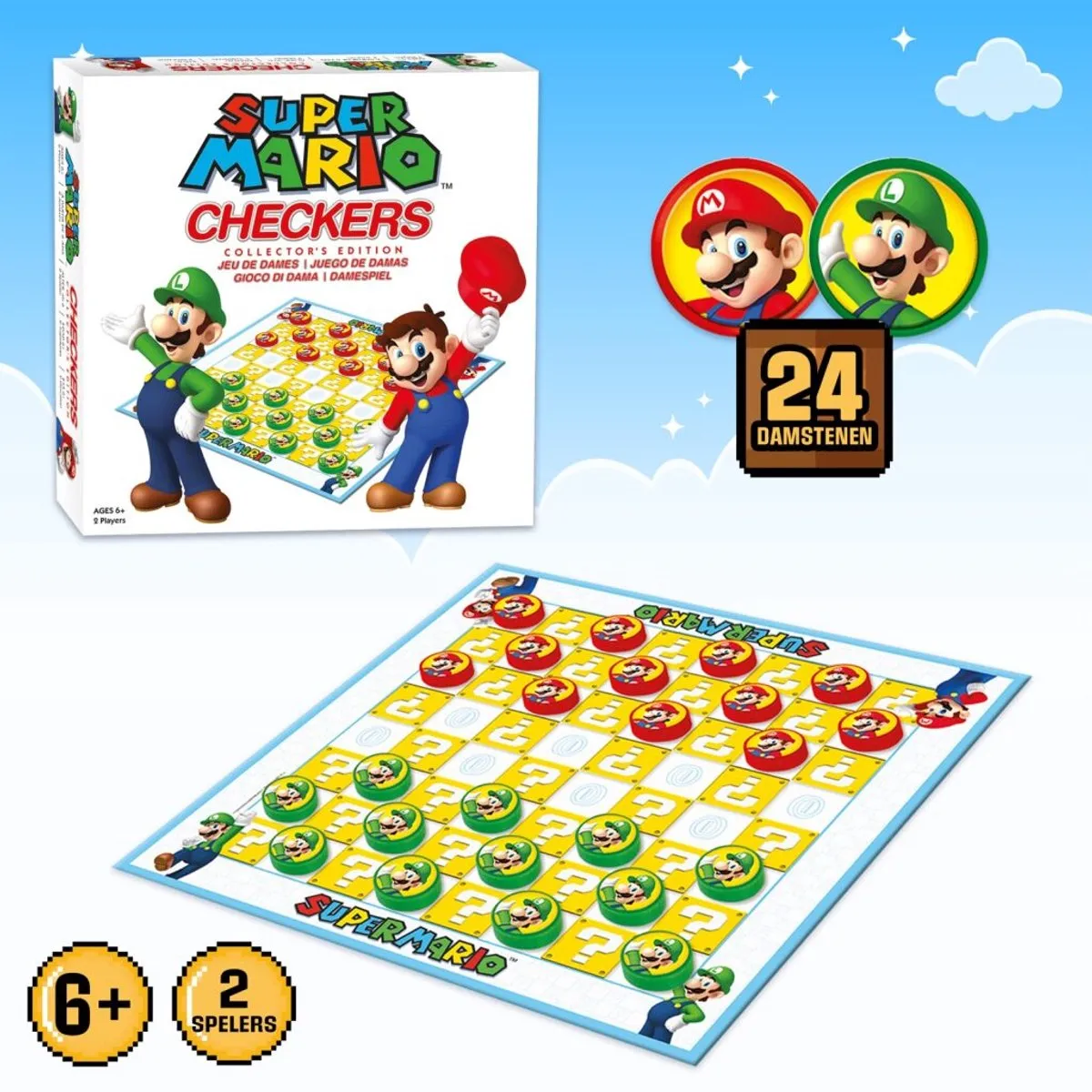 Goliath Super Mario Checkers - Damspel Strategiespel - 2 Spelers