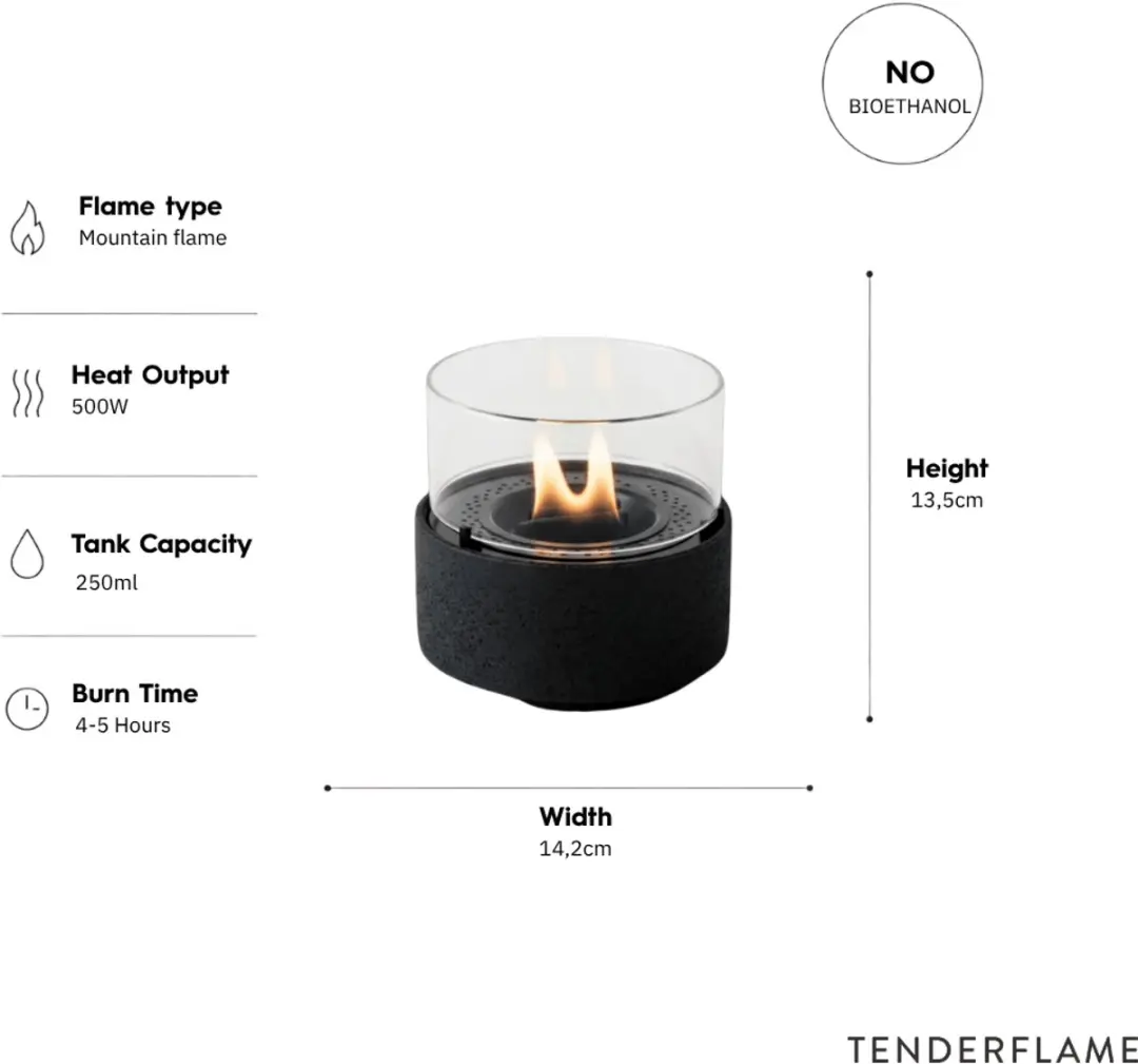 Tenderflame Café 14 Lava Tafelhaard 500W - Zwart - afbeelding 2 van 2