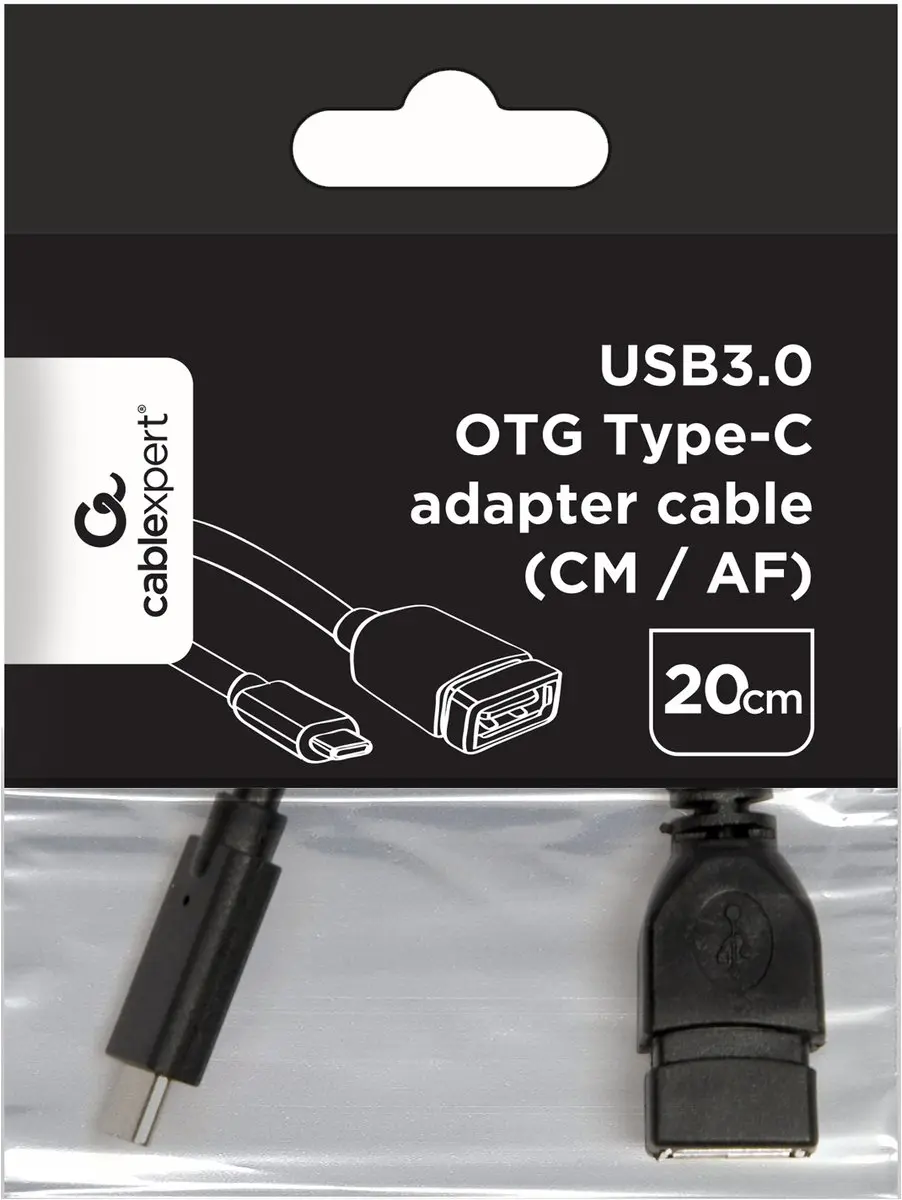 Cablexpert USB 3.0 naar USB-C Adapterkabel A-OTG-CMAF3-01 - 0,20m - Zwart