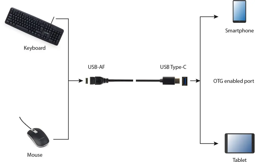 Cablexpert USB 3.0 naar USB-C Adapterkabel A-OTG-CMAF3-01 - 0,20m - Zwart