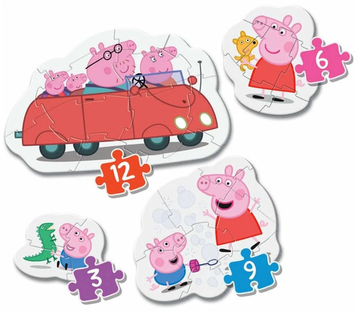 Clementoni Peppa Pig 4-in-1 Puzzels - 3/6/9/12 Stuks - Multicolor