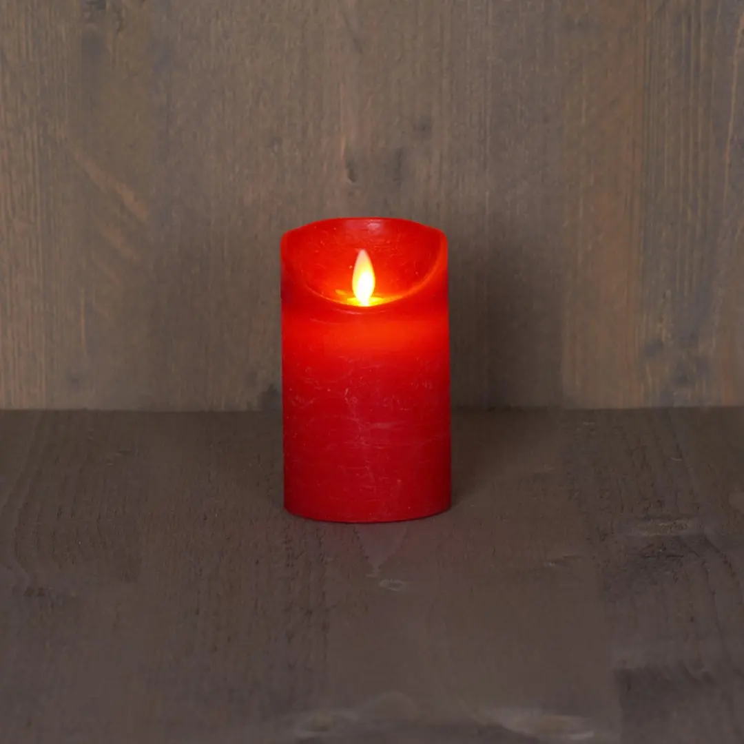 Anna's Collection LED Kaars Rood H12,5xD7,5cm - Warm wit licht