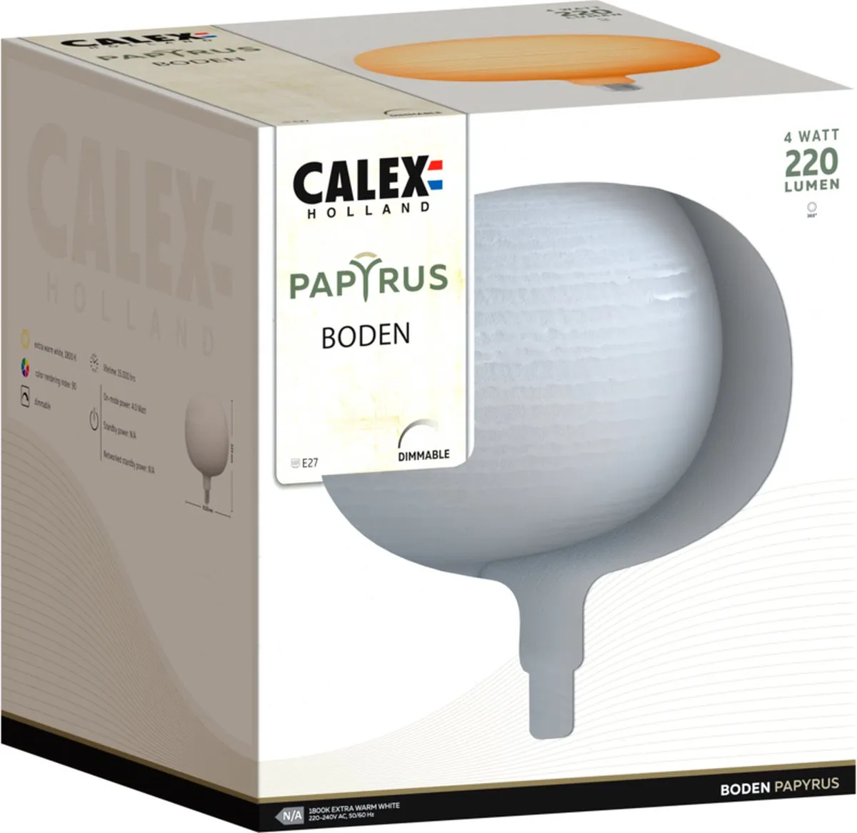 Calex Papyrus LED Lamp E27 4W - Mat Glas - 1800K