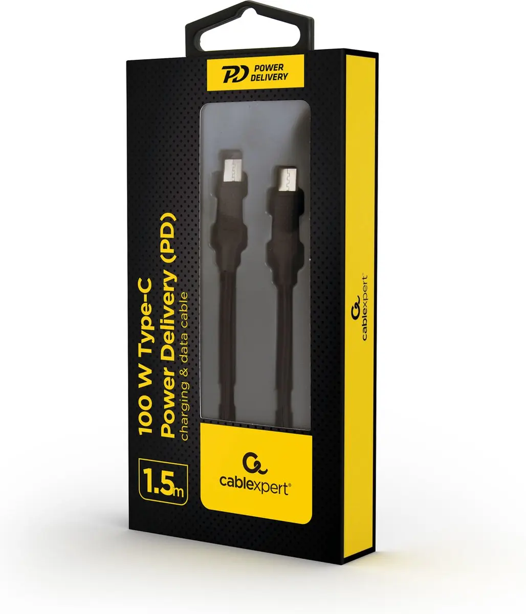 Cablexpert USB-C naar USB-C Kabel 100W - 1,5m - Zwart
