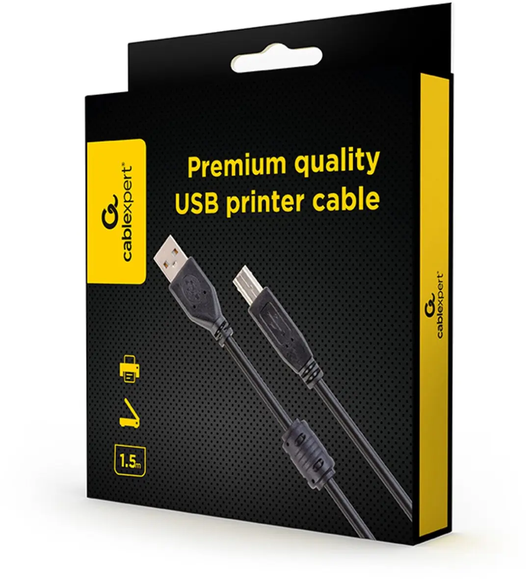 Cablexpert CCFB-USB2-AMBM-1.5M USB-A naar USB-B Kabel - 1,5m - Zwart