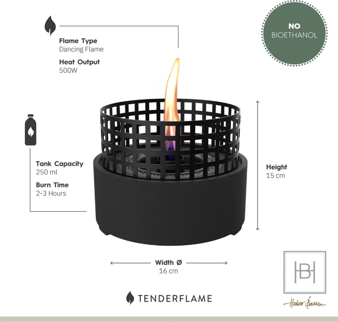 Tenderflame Paarl Design Sfeerhaard - 500W - Zwart